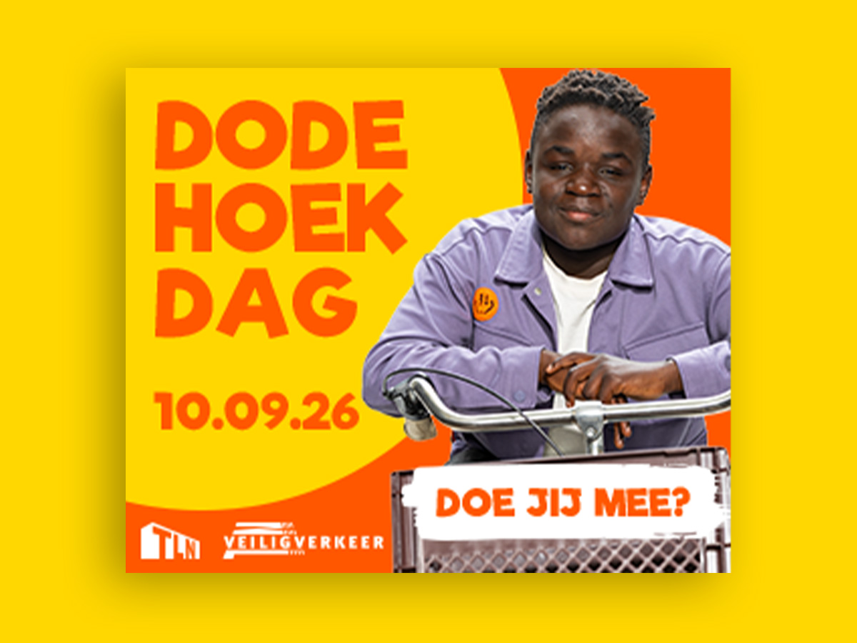 Voorbeeld van de bannerset met een jongen voor de Dode Hoek Dag 2026